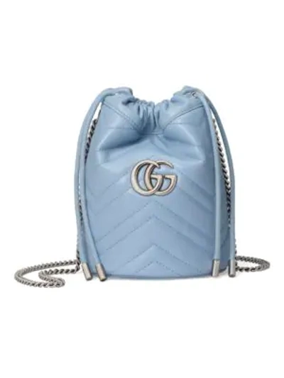 Shop Gucci Women's Gg Marmont Mini Bucket Bag In Porcelain Blue