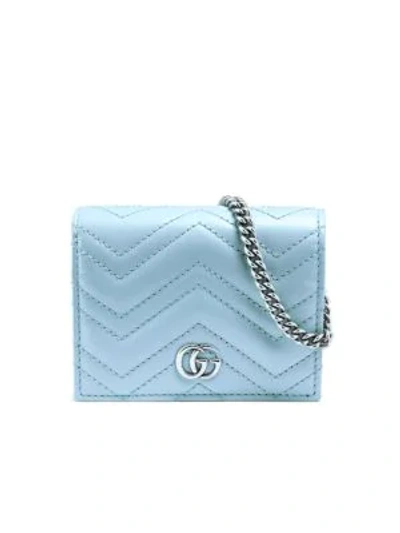Shop Gucci Women's Gg Marmont Mini Bag Wallet In Porcelain Blue