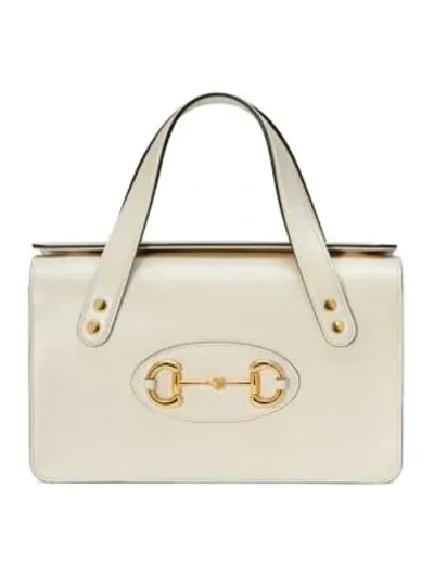 Shop Gucci 1955 Horsebit Boston Bag In Mystic White