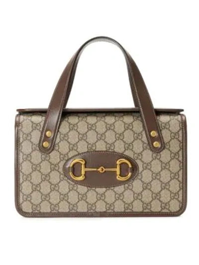 Shop Gucci 1955 Horsebit Boston Bag In Brown Sugar