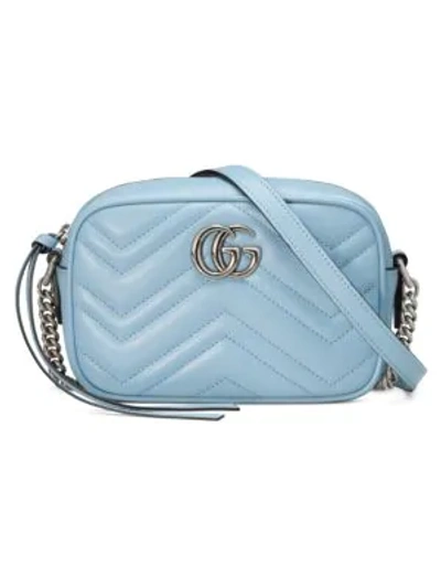 Shop Gucci Women's Gg Marmont Matelassé Mini Bag In Porcelain Blue