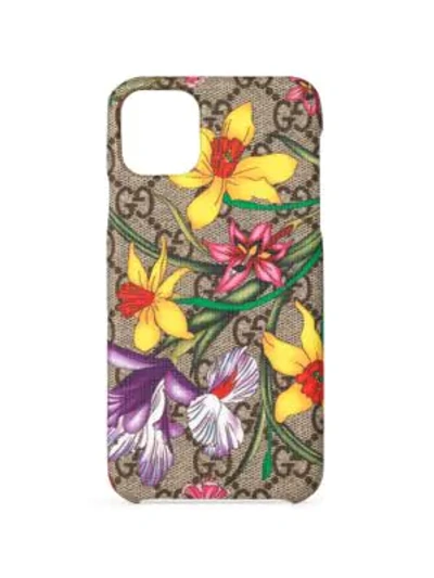 Shop Gucci Gg Flora Iphone 11 Pro Max Case In Beige Multi