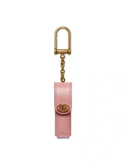 Shop Gucci Women's Leather Single Porte-rouges Keychain In Rose