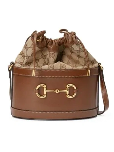 Shop Gucci 1955 Horsebit Bucket Bag In Brown Multi