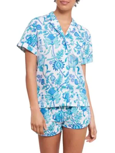Shop Roller Rabbit Amanda Lulu 2-piece Pajama Set In Turquoise