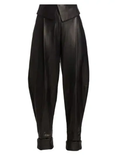 Shop Proenza Schouler Exaggerated Leather Pants In Black