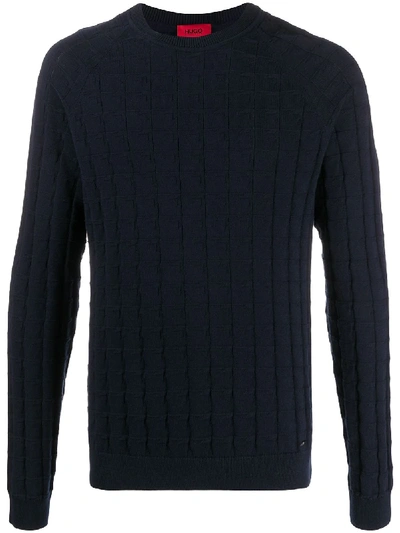 Shop Hugo Textured Knit Jumper In Blue