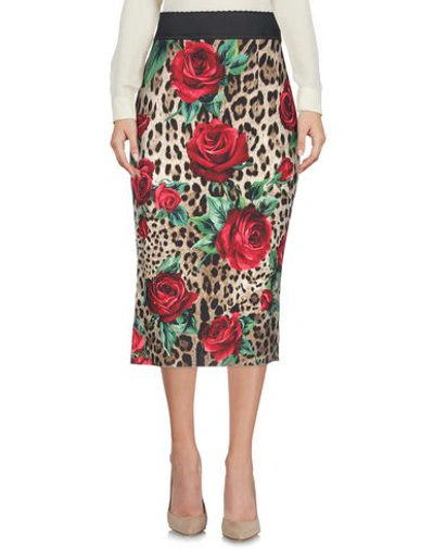 Shop Dolce & Gabbana Woman Midi Skirt Sand Size 0 Viscose, Elastane In Beige
