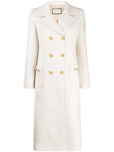 Shop Gucci Long Wool Coat In White