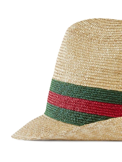 Shop Gucci Fedora Straw Hat In Beige