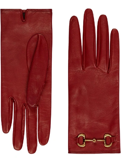 Shop Gucci Horsebit Leather Gloves