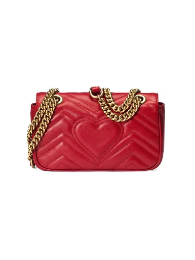 Shop Gucci Gg Marmont Mini Leather Shoulder Bag In Red