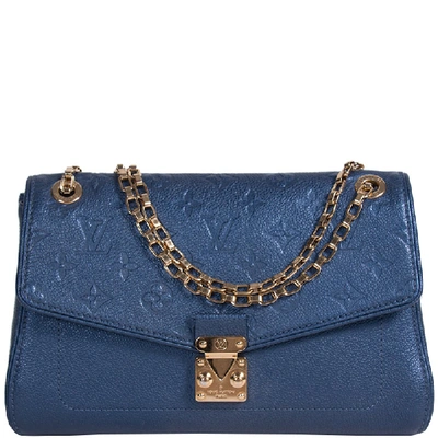 Pre-owned Louis Vuitton Orage Monogram Empreinte Leather St. Germain Pm Bag In Blue
