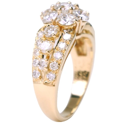 Pre-owned Van Cleef & Arpels Snowflake 18k Yellow Gold Diamonds Ring Size 57