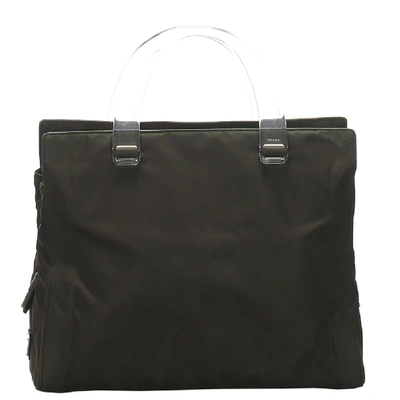 Pre-owned Prada Green Tessuto Nylon Top Handle Bag