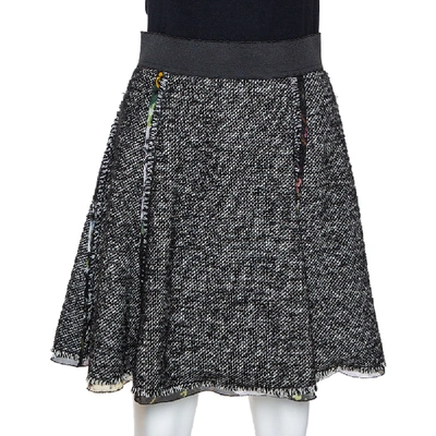 Pre-owned Dolce & Gabbana Black Wool Blend Tweed Mini Skirt S