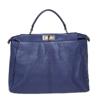 Pre-owned Fendi Purple Leather Large Peekaboo Top Handle Bag