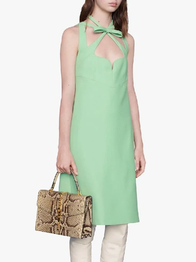 Shop Gucci Sweetheart-neck Short Dress In Green