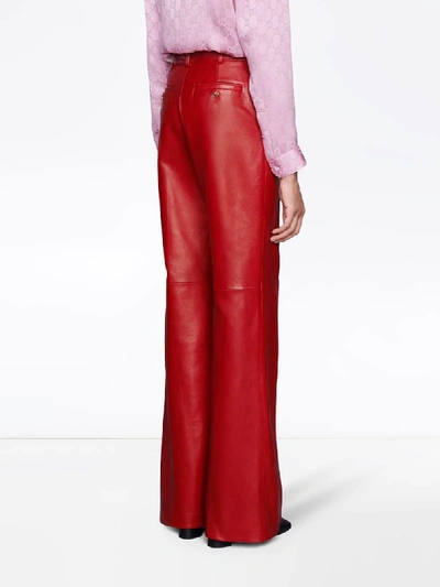 Shop Gucci Lambskin Tailored Trousers In Red
