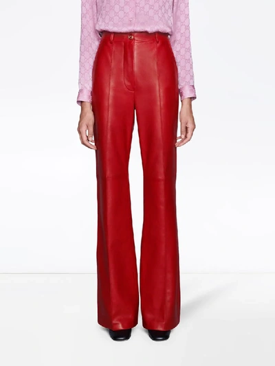 Shop Gucci Lambskin Tailored Trousers In Red