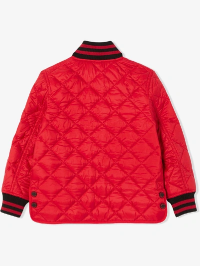 Shop Burberry Diamond Quilted Buttoned Jacket In Red