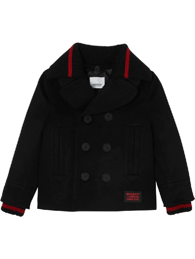 Shop Burberry Detachable Knit-collar Coat In Black