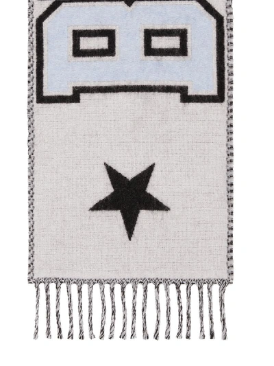 Shop Burberry Jacquard Logo Fringed Scarf In White