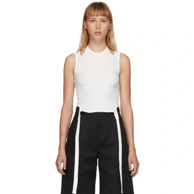 Shop Dion Lee White Double Tie Halter Top In Ivory