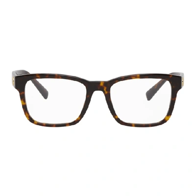 Shop Versace Tortoiseshell Rectangular Glasses In 108 Havana