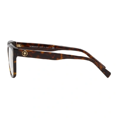 Shop Versace Tortoiseshell Rectangular Glasses In 108 Havana