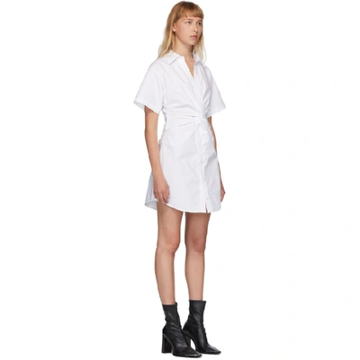 Shop Alexander Wang T Alexanderwang.t White Crisp Poplin Twist Short Dress In 100 White