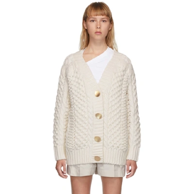 Shop 3.1 Phillip Lim / フィリップ リム 3.1 Phillip Lim White Wool Cable Knit Cardigan In An110 Antwh