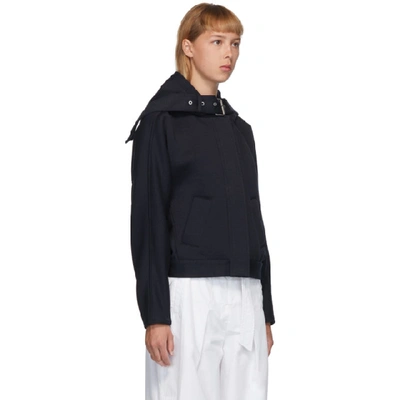 Shop 3.1 Phillip Lim / フィリップ リム 3.1 Phillip Lim Navy Buckle Strap Hooded Jacket In Mi401 Midni