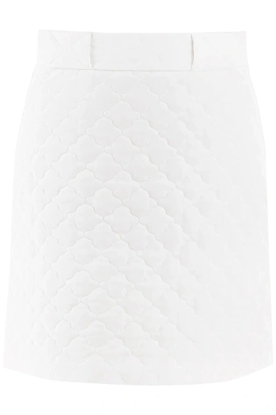 Shop Fendi Quilted Silk Mini Skirt In White