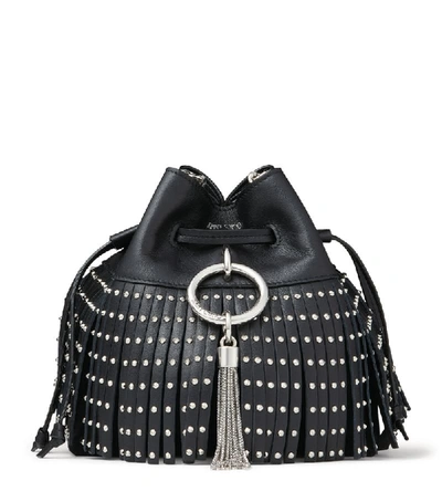 Shop Jimmy Choo Mini Leather Callie Drawstring Bucket Bag