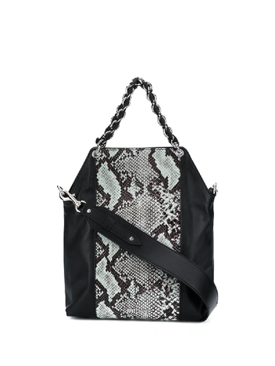 Shop Just Cavalli Snakeprint Panelled Tote Bag In Black