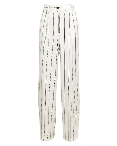 Shop Anine Bing Ryan Striped Wide-leg Trousers In Blk/wht