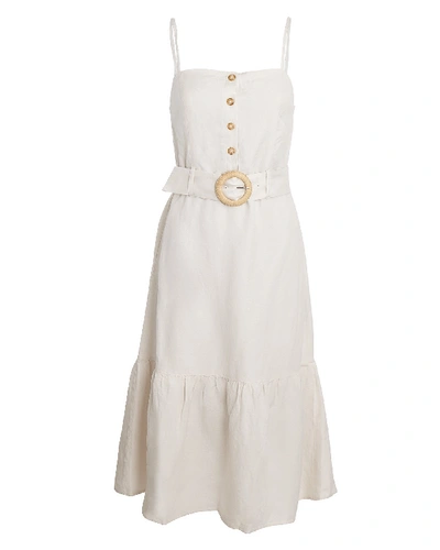Shop Rails Astrid Belted Linen-blend Midi Dress In Ivory
