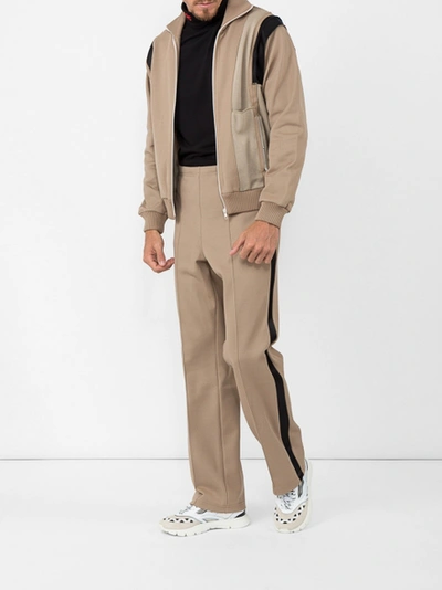 Shop Maisonmargiela Side-stripe Fitted Trousers Beige