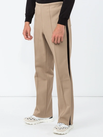 Shop Maisonmargiela Side-stripe Fitted Trousers Beige