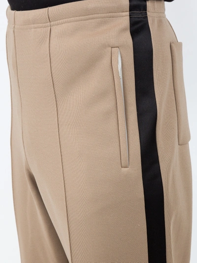 Shop Maisonmargiela Side-stripe Fitted Trousers Beige