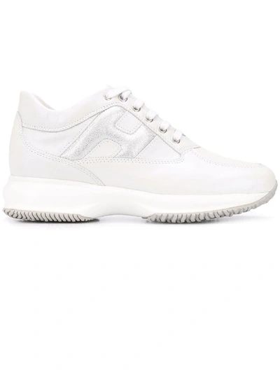 Shop Hogan White Interactive Sneakers In Argento+bianco