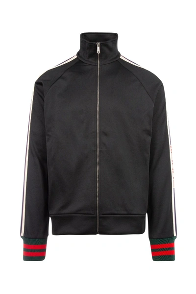 Shop Gucci Web Trimmed Track Jacket In Black