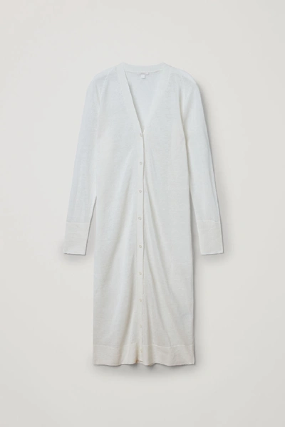 Shop Cos Long Linen-silk Cardigan In White