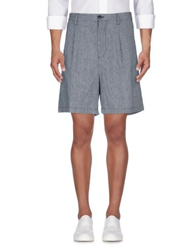 Shop Armani Exchange Man Shorts & Bermuda Shorts Midnight Blue Size 29 Linen, Cotton