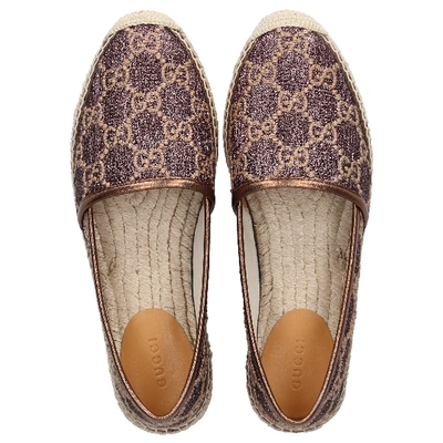 Shop Gucci Espadrilles Heritage Gg Lame In Brown