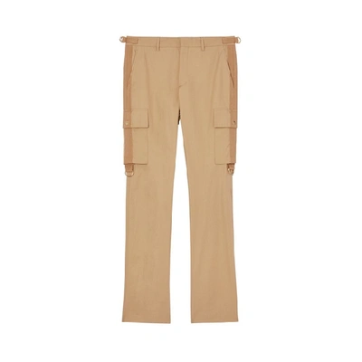 Shop Burberry Cotton Twill Cargo Trousers In Pale Coffee