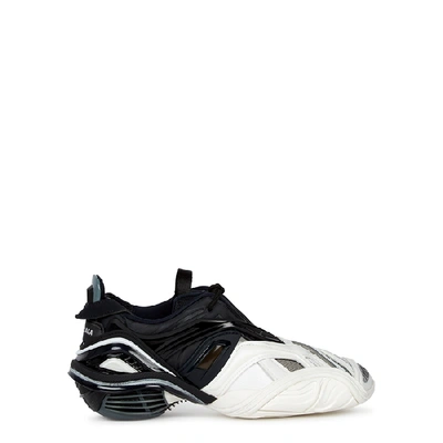 Shop Balenciaga Tyrex Panelled Faux Leather And Mesh Sneakers In Black And White