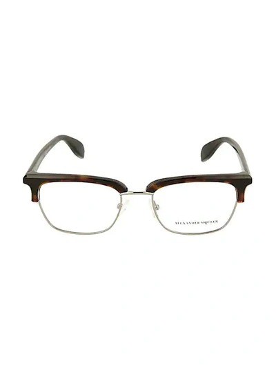 Shop Alexander Mcqueen 51mm Rectangular Optical Glasses In Burgundy Transparent