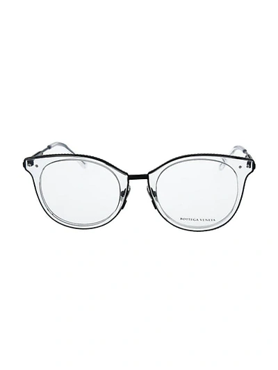 Shop Bottega Veneta Novelty 50mm Round Optical Glasses In Crystal Blue